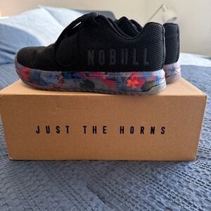 NOBULL Black SF Trainers Low with Colorful Floral Sole